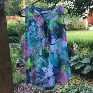 Sheer Sleeveless Half button up tank